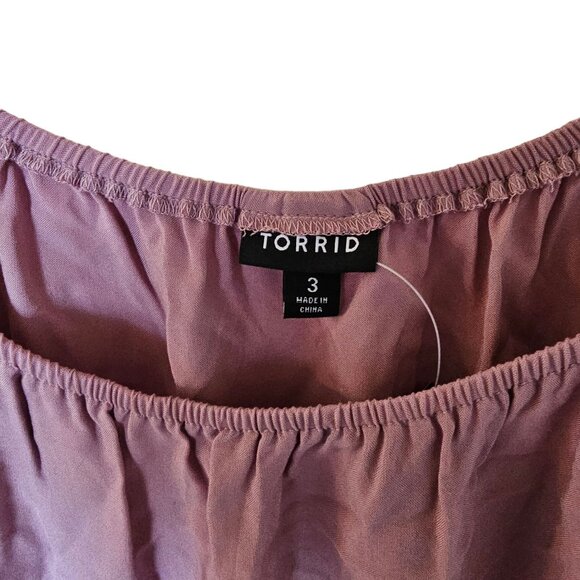 TORRID Women’s Plus 3X Cold Shoulder Eyelet Sequin Blouse Top NWT Light Purple - Picture 11 of 15